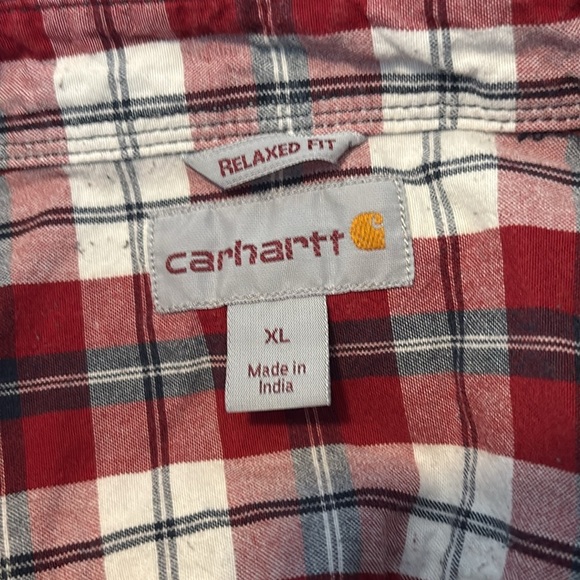 Carhartt men’s red plaid short sleeve button down shirt size XL - Picture 8 of 9